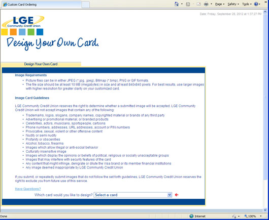image requirements and guidelines screen
