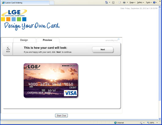 card preview screen