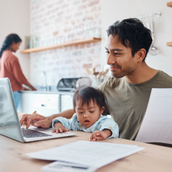 Family working at desk